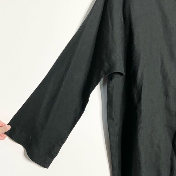 Eskandar charcoal linen lagenlook wide sleeve trapeze tunic top oversized size 1 - Picture 4 of 10
